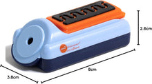 Load image into Gallery viewer, Small blue and orange tool with measurements on a white background. 3.8 cm x 8cm x 2.6 cm