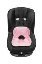 Load image into Gallery viewer, Black car seat with a pink seat protector  a white background
