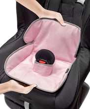 Load image into Gallery viewer, Pink car seat cover on a black car seat
