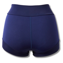 Load image into Gallery viewer, Blue swimming shorts on a white background
