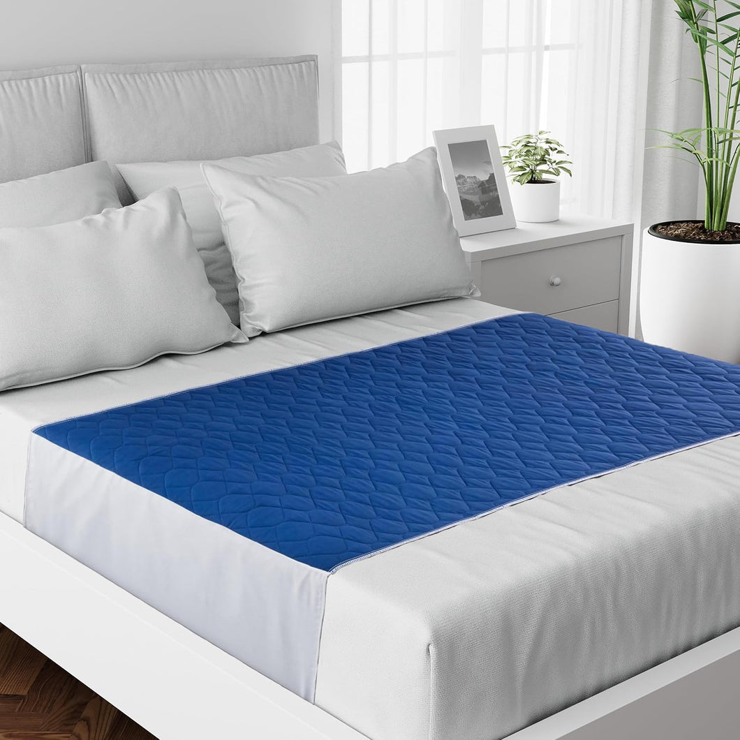 Lynmark Soft Quilted Kingsize Bed Pad with Tucks (Blue)