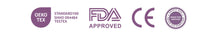 Load image into Gallery viewer, Collection of certification logos including OEKO-TEX, Standard 100, FDA Approved, CE, and another certification logo on a white background.
